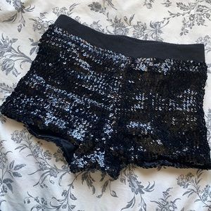 Black sequin shorts